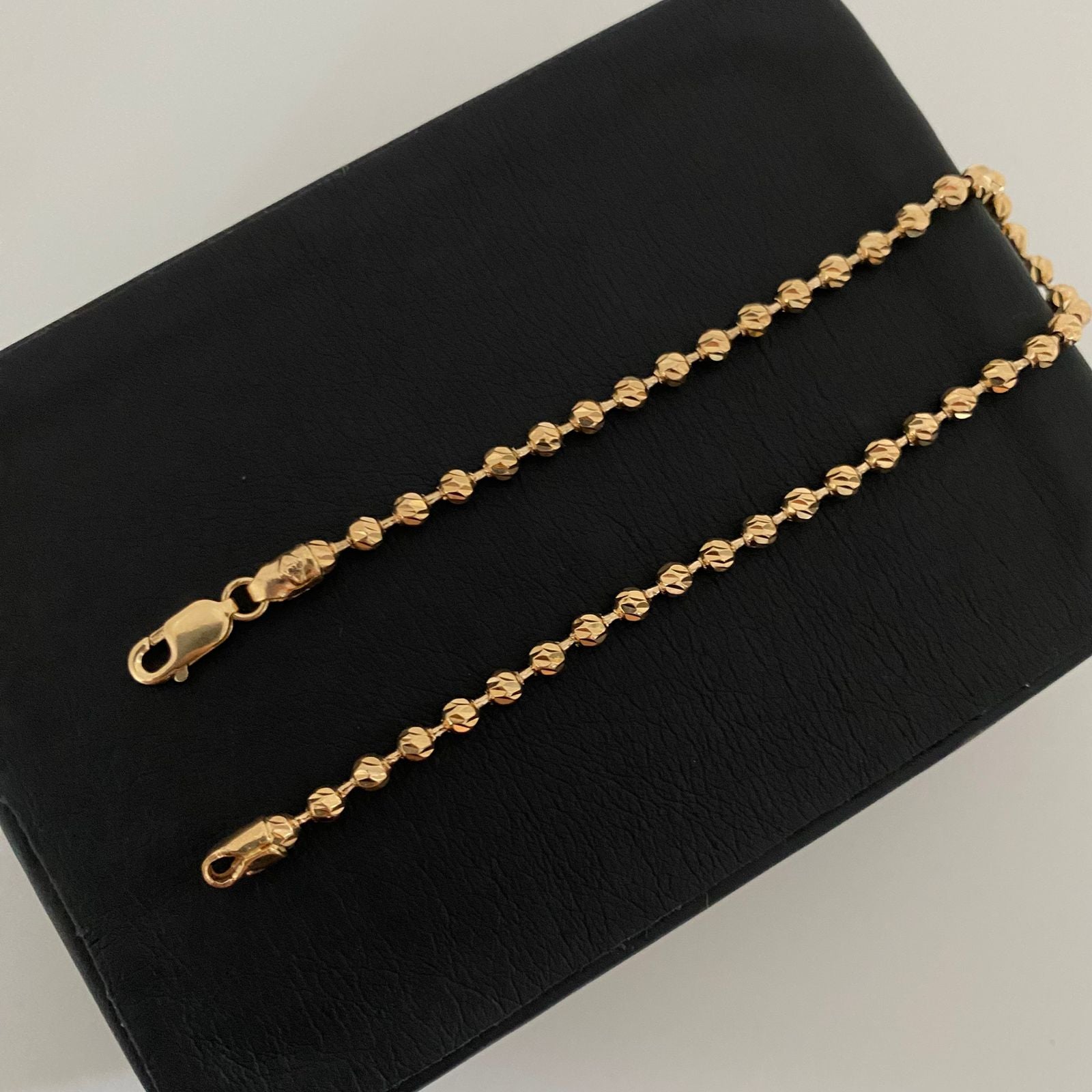 Pulso militar balines diamantados #3 Oro amarillo 18k +1 / 6,15 Gr / 20 cm Broche 0,60